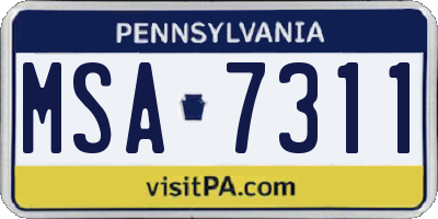 PA license plate MSA7311