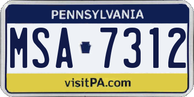 PA license plate MSA7312