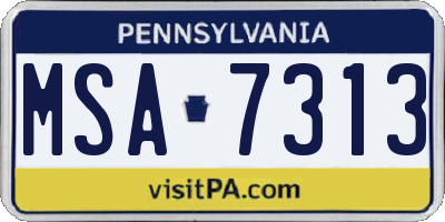 PA license plate MSA7313