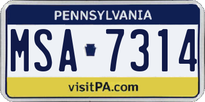 PA license plate MSA7314