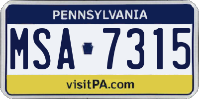 PA license plate MSA7315