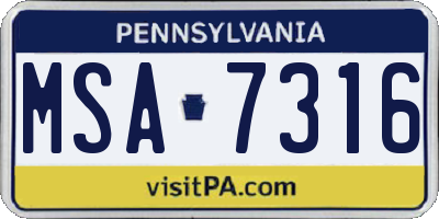 PA license plate MSA7316