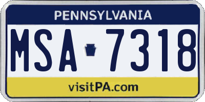 PA license plate MSA7318