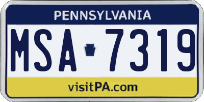 PA license plate MSA7319