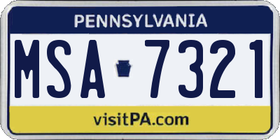 PA license plate MSA7321
