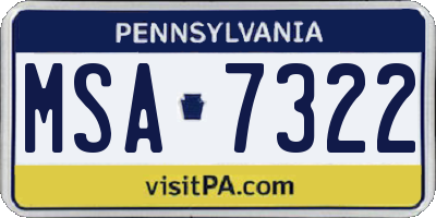 PA license plate MSA7322