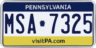 PA license plate MSA7325