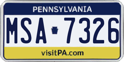 PA license plate MSA7326