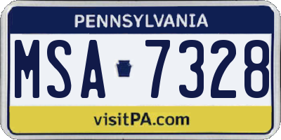 PA license plate MSA7328