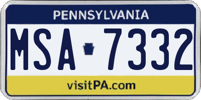 PA license plate MSA7332