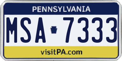 PA license plate MSA7333