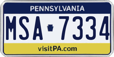 PA license plate MSA7334
