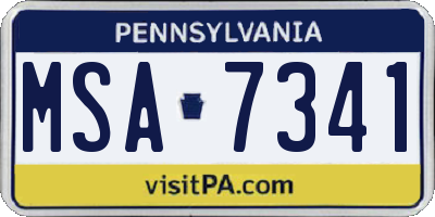 PA license plate MSA7341