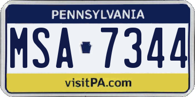 PA license plate MSA7344