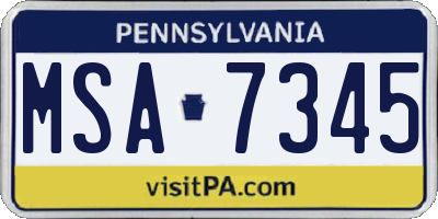 PA license plate MSA7345