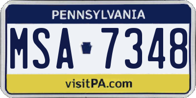 PA license plate MSA7348