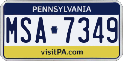 PA license plate MSA7349