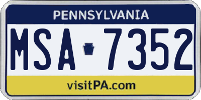 PA license plate MSA7352