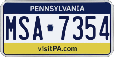 PA license plate MSA7354
