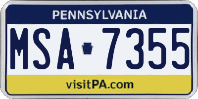 PA license plate MSA7355