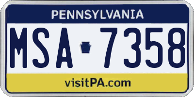 PA license plate MSA7358