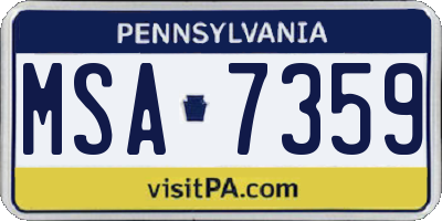PA license plate MSA7359