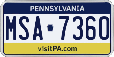 PA license plate MSA7360