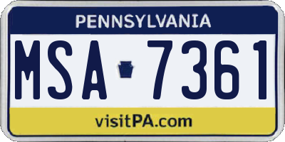 PA license plate MSA7361