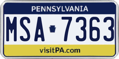 PA license plate MSA7363