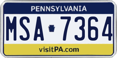 PA license plate MSA7364