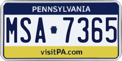 PA license plate MSA7365