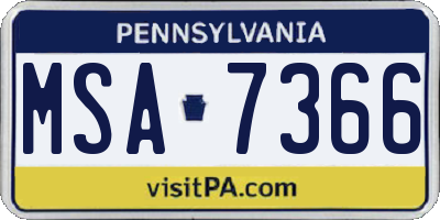 PA license plate MSA7366