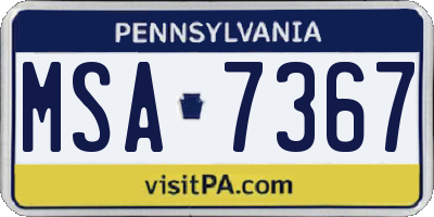PA license plate MSA7367