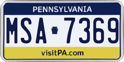 PA license plate MSA7369