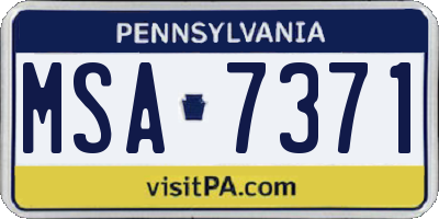 PA license plate MSA7371