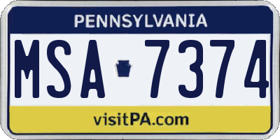 PA license plate MSA7374