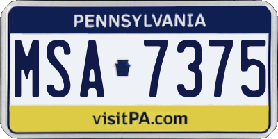 PA license plate MSA7375