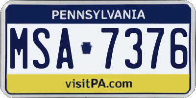 PA license plate MSA7376