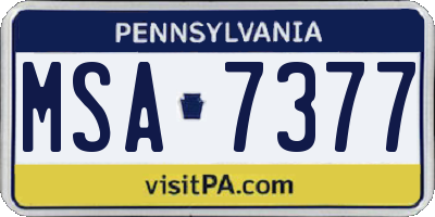 PA license plate MSA7377