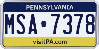 PA license plate MSA7378