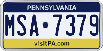 PA license plate MSA7379