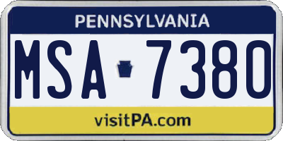 PA license plate MSA7380