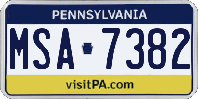PA license plate MSA7382