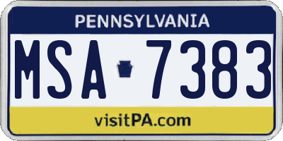 PA license plate MSA7383