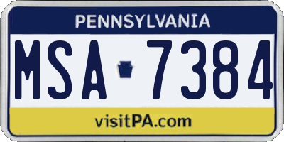 PA license plate MSA7384