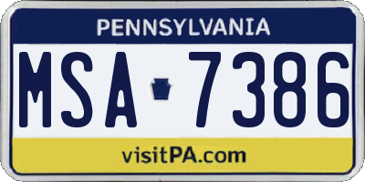 PA license plate MSA7386