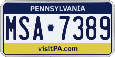 PA license plate MSA7389