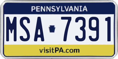 PA license plate MSA7391