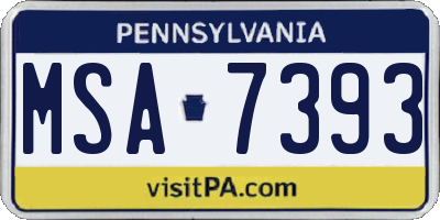 PA license plate MSA7393