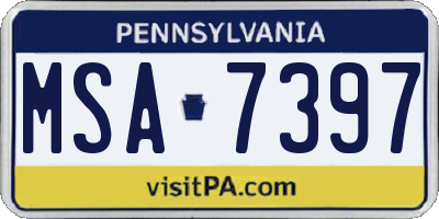PA license plate MSA7397